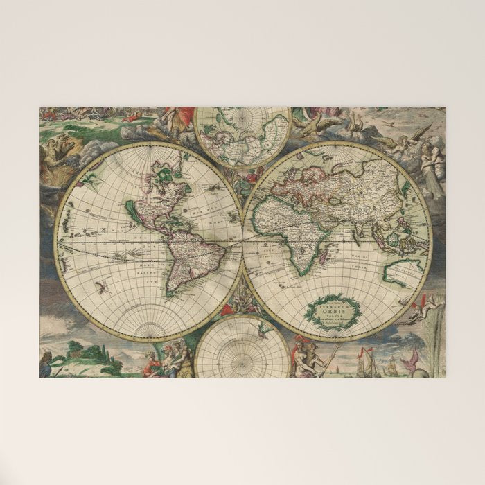 Vintage Map of the world Welcome Mat Gallery Image 1