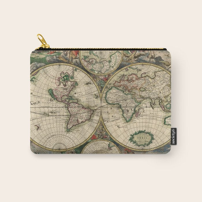 Vintage Map of the world Carry All Pouch Gallery Image 1