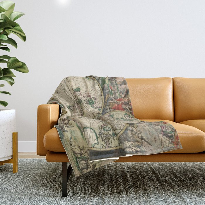 Vintage Map of the world Throw Blanket Gallery Image 1