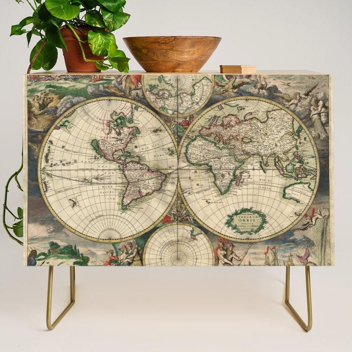 Vintage Map of the world Credenza Gallery Image 1
