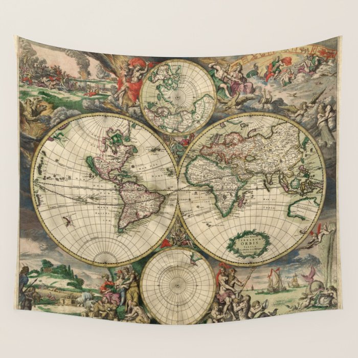 Vintage Map of the world Wall Tapestry Gallery Image 4