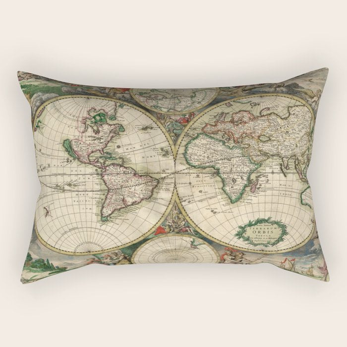 Vintage Map of the world Rectangular Pillow Gallery Image 1