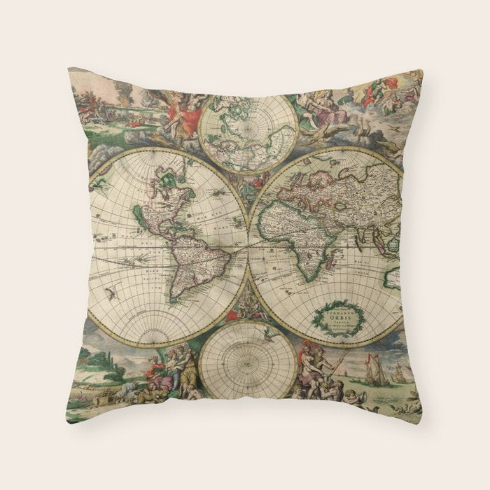 Vintage Map of the world Throw Pillow Gallery Image 6