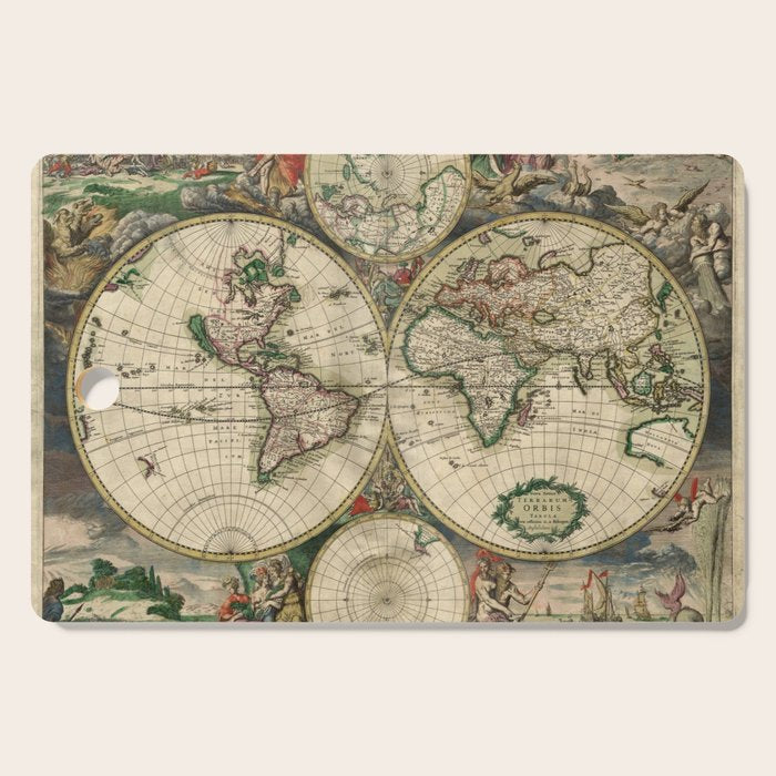 Vintage Map of the world Cutting Board Gallery Image 1