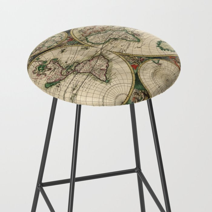 Vintage Map of the world Stool Gallery Image 2