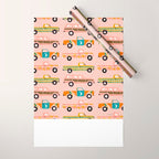 Retro Roads - Pink Palette Wrapping Paper Gallery Image 1