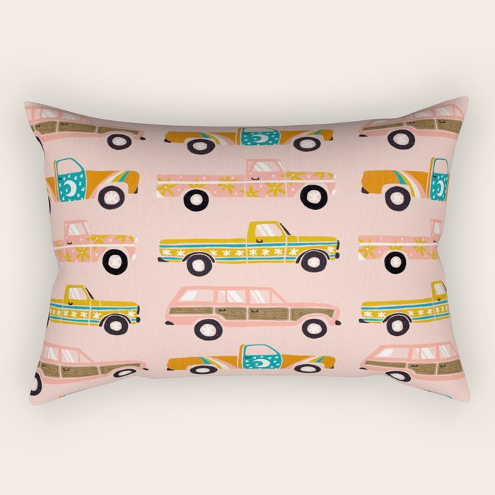 Retro Roads - Pink Palette Rectangular Pillow Gallery Image 1