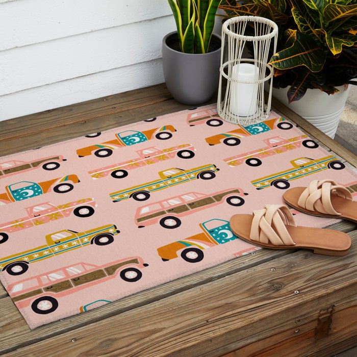Retro Roads - Pink Palette Outdoor Rug Gallery Image 2