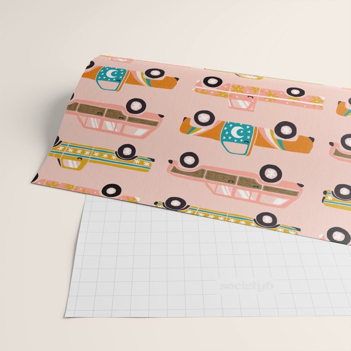 Retro Roads - Pink Palette Wrapping Paper Gallery Image 2