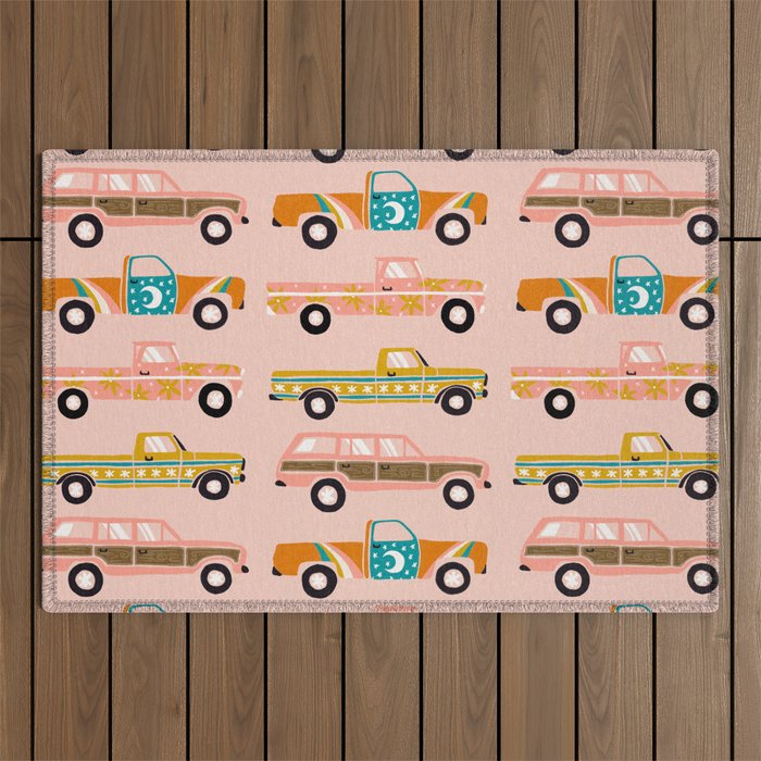 Retro Roads - Pink Palette Outdoor Rug Gallery Image 1