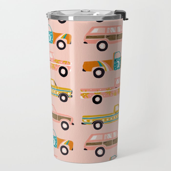 Retro Roads - Pink Palette Travel Mug Gallery Image 2