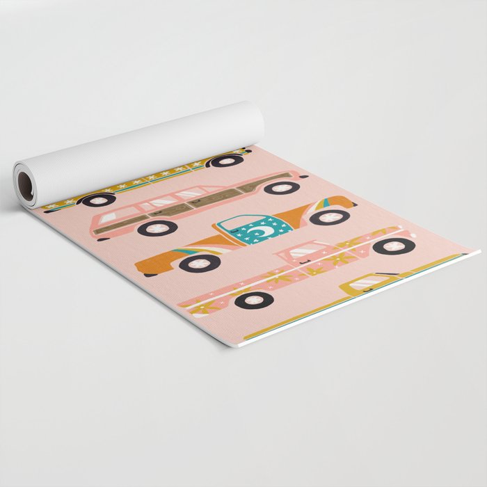 Retro Roads - Pink Palette Yoga Mat Gallery Image 2