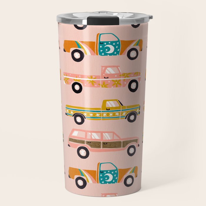 Retro Roads - Pink Palette Travel Mug Gallery Image 1