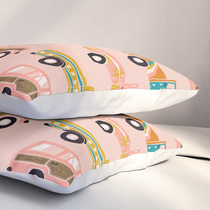 Retro Roads - Pink Palette Pillow Sham Gallery Image 3