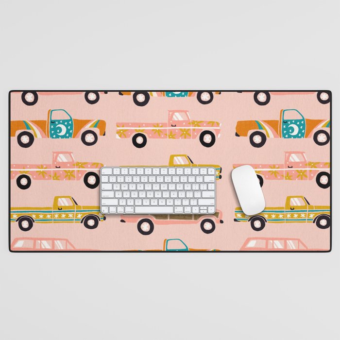 Retro Roads - Pink Palette Desk Mat Gallery Image 1