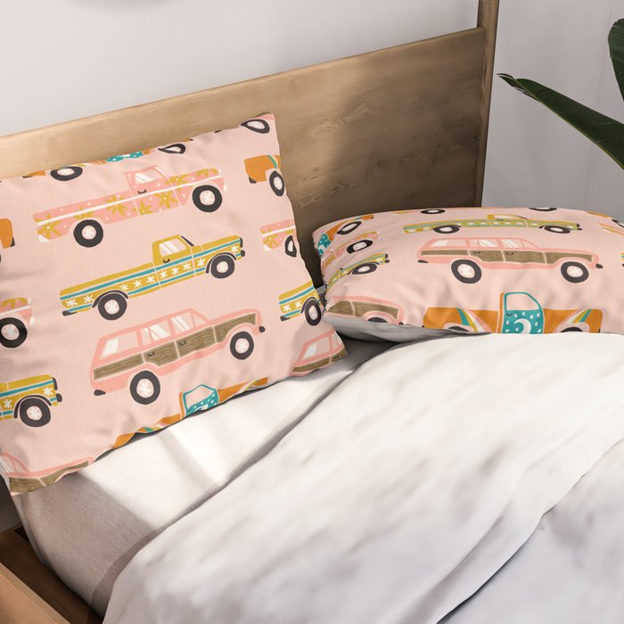 Retro Roads - Pink Palette Pillow Sham Gallery Image 2
