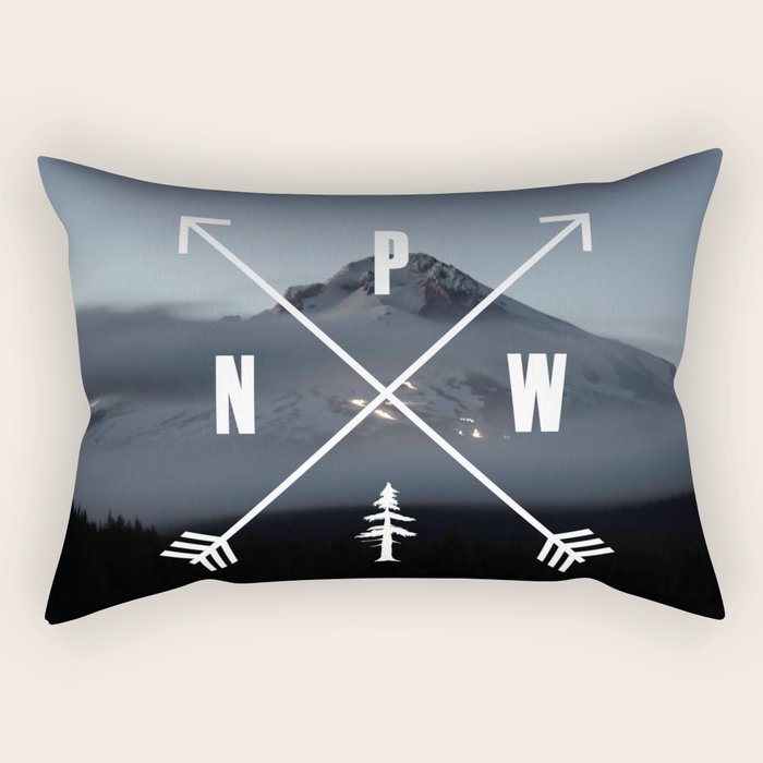 PNW Pacific Northwest Compass - Mt Hood Adventure Rectangular Pillow Gallery Image 2