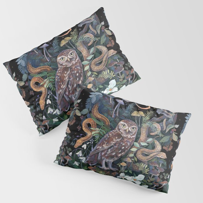 Owl and Snakes Mushroom forest Pillow Sham Gallery Image 3