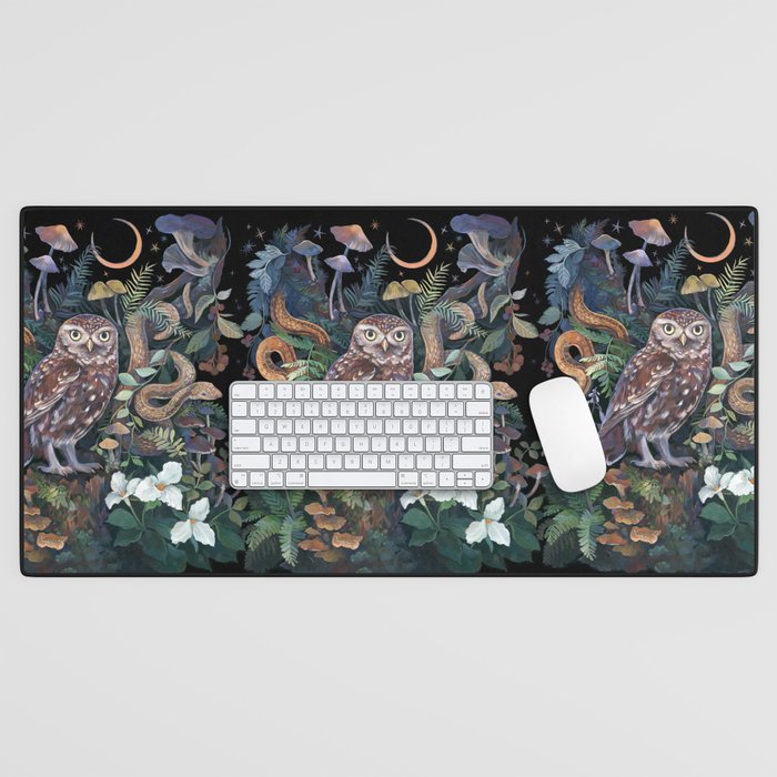 Owl and Snakes Mushroom forest Desk Mat Gallery Image 1