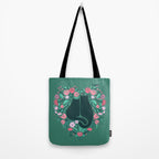 I Heart Cats and Flowers (in Green) Tote Bag Gallery Image 2