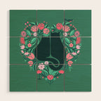 I Heart Cats and Flowers (in Green) Wood Wall Art Gallery Image 1