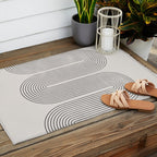 Mid-Century Modern No.28 - Woodblock Print Outdoor Rug Gallery Image 2