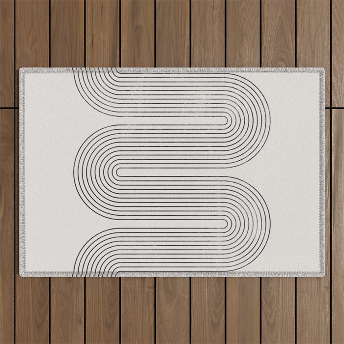 Mid-Century Modern No.28 - Woodblock Print Outdoor Rug Gallery Image 1