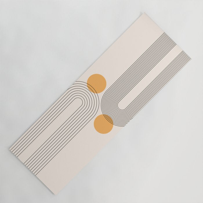 Mid Century Modern Geometric 70 (Rainbow and Sun Abstraction) Yoga Mat Gallery Image 1