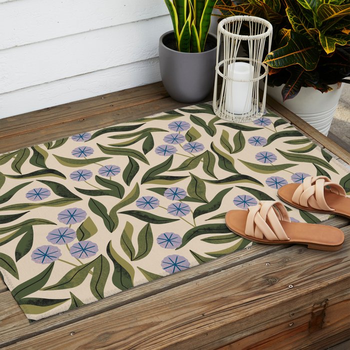 Periwinkle Plant Outdoor Rug Gallery Image 2