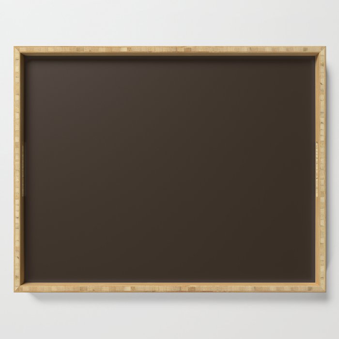 COCOA BROWN SOLID COLOR Dark Chocolate Plain Pattern  Serving Tray Gallery Image 1