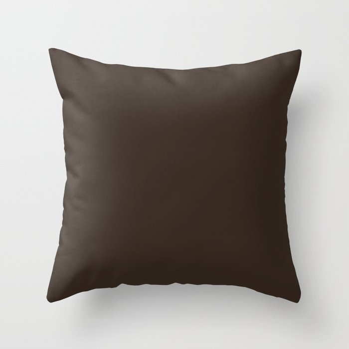 COCOA BROWN SOLID COLOR Dark Chocolate Plain Pattern  Throw Pillow Gallery Image 1