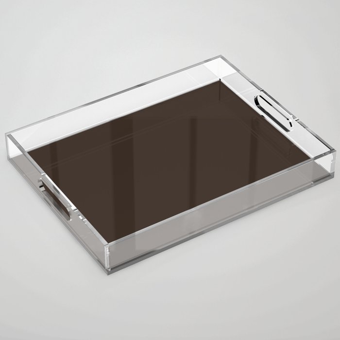 COCOA BROWN SOLID COLOR Dark Chocolate Plain Pattern  Acrylic Tray Gallery Image 1