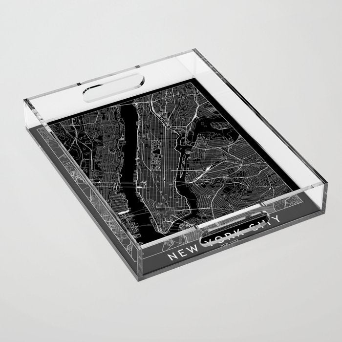 New York City Black Map Acrylic Tray Gallery Image 1