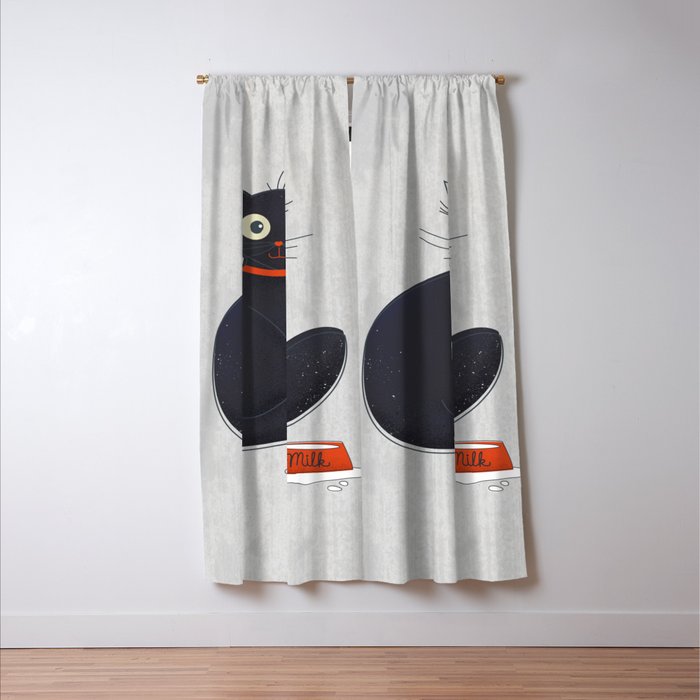 Black Silly Cat  Window Curtain Gallery Image 3