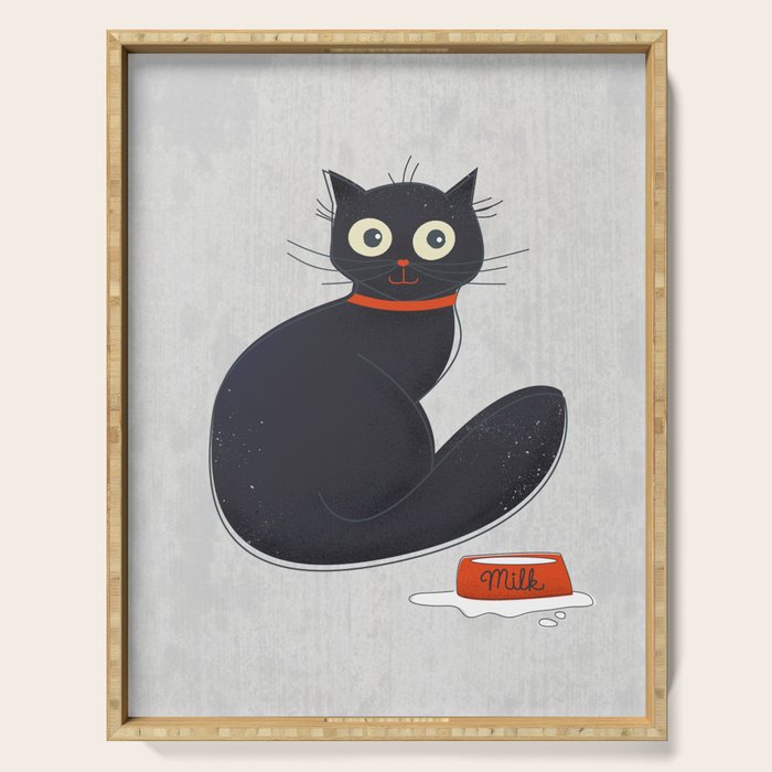 Black Silly Cat  Serving Tray Gallery Image 1