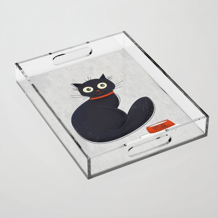 Black Silly Cat  Acrylic Tray Gallery Image 1