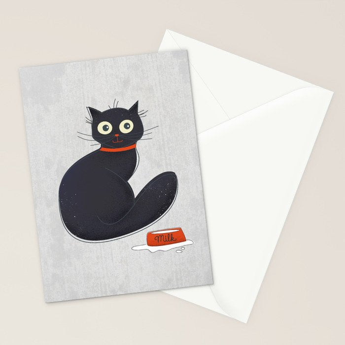 Black Silly Cat  Stationery Card Gallery Image 2
