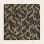 Mid Century Modern Botanical Pattern in Beige and Charcoal Gray Wood Wall Art Gallery Image 1