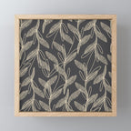 Mid Century Modern Botanical Pattern in Beige and Charcoal Gray Mini Art Print Gallery Image 1