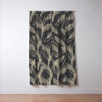 Mid Century Modern Botanical Pattern in Beige and Charcoal Gray Window Curtain Gallery Image 3