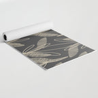 Mid Century Modern Botanical Pattern in Beige and Charcoal Gray Yoga Mat Gallery Image 2
