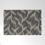 Mid Century Modern Botanical Pattern in Beige and Charcoal Gray Welcome Mat Gallery Image 1