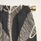 Mid Century Modern Botanical Pattern in Beige and Charcoal Gray Window Curtain Gallery Image 2