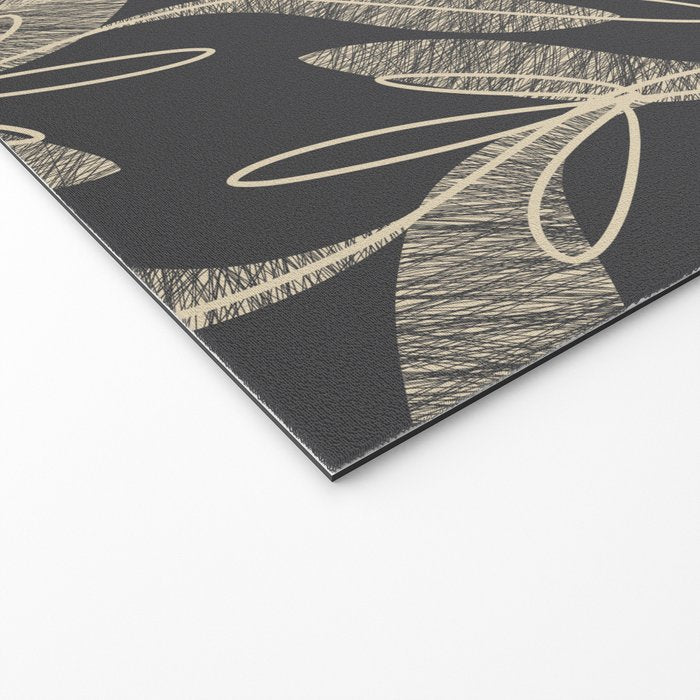 Mid Century Modern Botanical Pattern in Beige and Charcoal Gray Welcome Mat Gallery Image 2