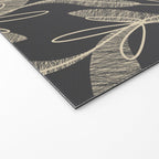 Mid Century Modern Botanical Pattern in Beige and Charcoal Gray Welcome Mat Gallery Image 2