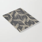 Mid Century Modern Botanical Pattern in Beige and Charcoal Gray Notebook Gallery Image 2