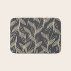 Mid Century Modern Botanical Pattern in Beige and Charcoal Gray Bath Mat Gallery Image 1