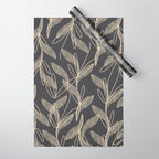 Mid Century Modern Botanical Pattern in Beige and Charcoal Gray Wrapping Paper Gallery Image 1
