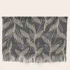 Mid Century Modern Botanical Pattern in Beige and Charcoal Gray Wall Hanging Gallery Image 1