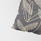 Mid Century Modern Botanical Pattern in Beige and Charcoal Gray Pillow Sham Gallery Image 4